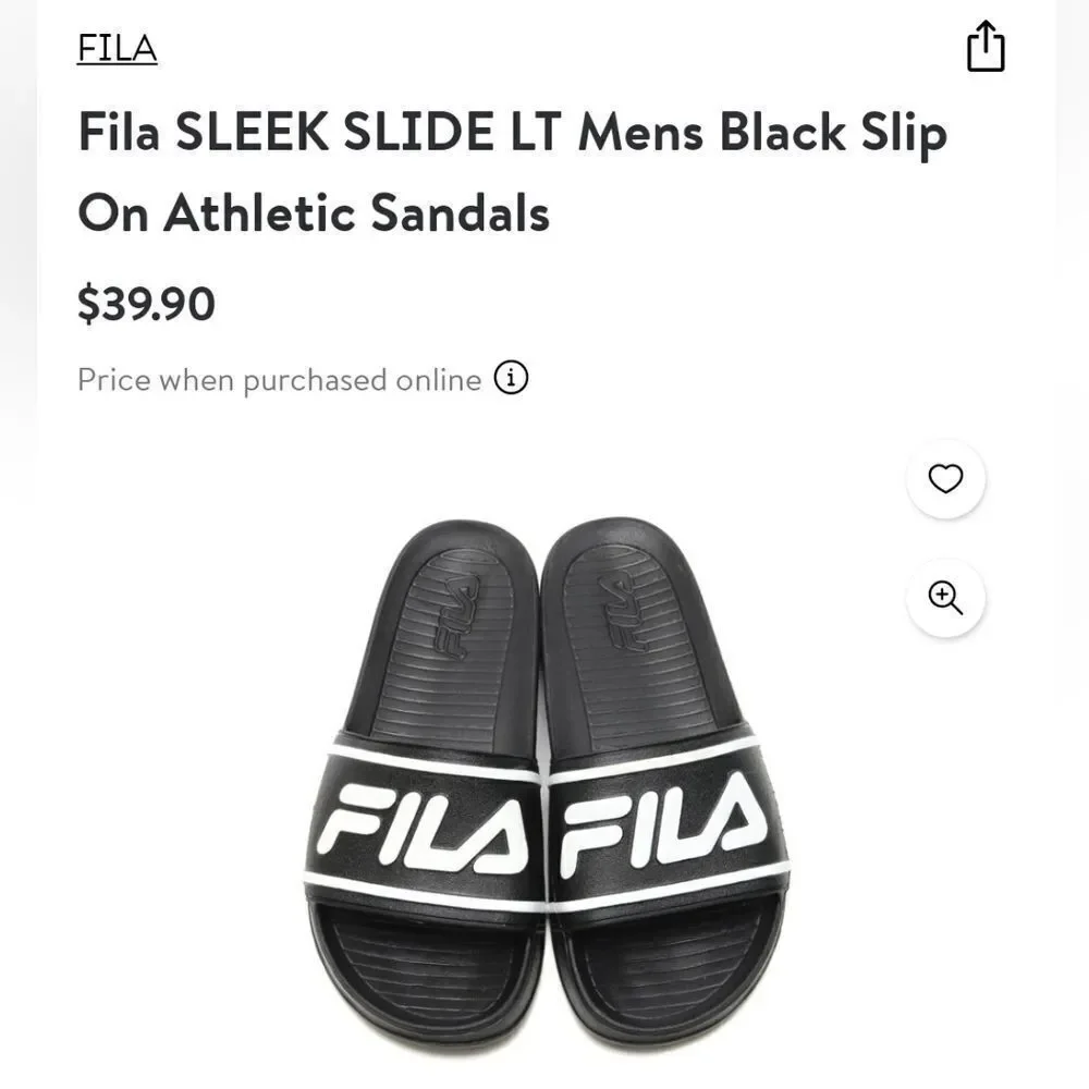 Fila SLEEK SLIDE LT Black Slip-On Athletic Sandals
